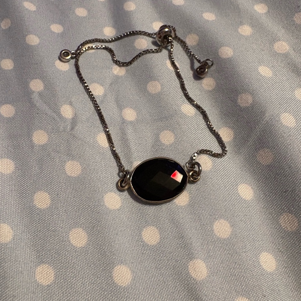 Elegant Black Stone Silver Bracelet